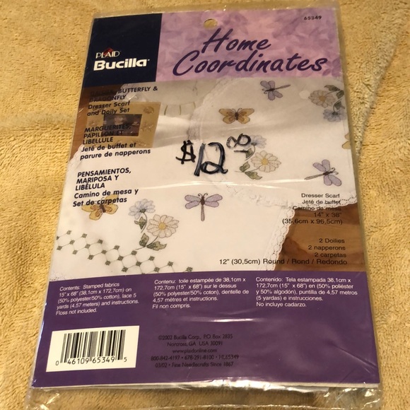 Bucilla Stamped Cross Stitch Dresser Scarf & Doily Set #65349 Daisies, B… - Picture 1 of 6